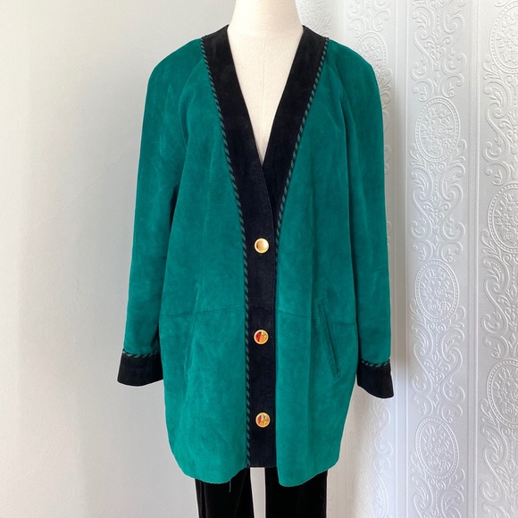 Danier Jackets & Blazers - Vintage Danier Emerald Green Suede Leather Blazer